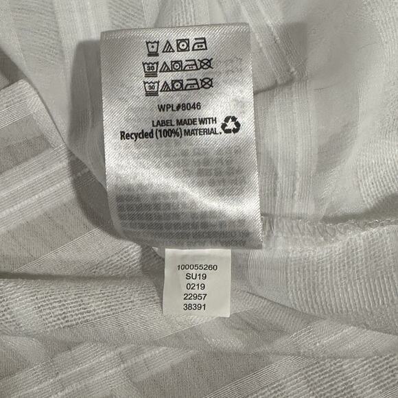 Alfani Petite Sheer White Blouse PS | V-Neck Check Texture Lightweight - Picture 11 of 11